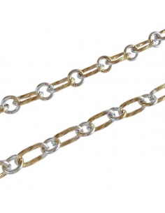 Catena in acciaio a rolò oro e argento con maglie ovali...