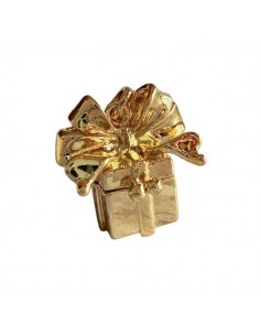 Charm dorato pacchetto natalizio apribile 20x16mm, x1