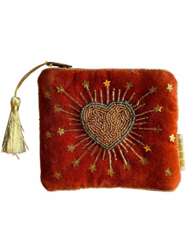Piccola pochette in velluto ruggine con ricami...