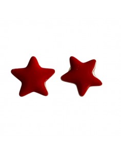 Orecchini dorati stella smaltata rosso 15 mm, una coppia