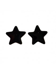 Orecchini dorati stella smaltata nera 15 mm, una coppia