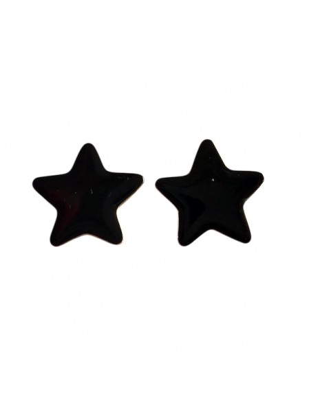 Orecchini dorati stella smaltata nera 15 mm, una coppia