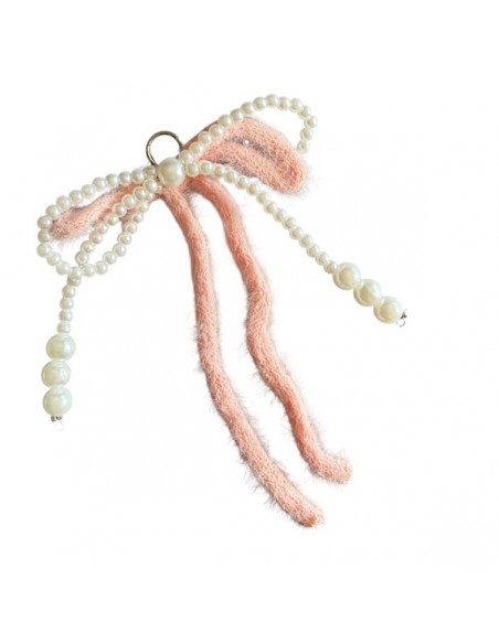 Lungo fiocco doppio bianco e rosa 140x85mm, x 1