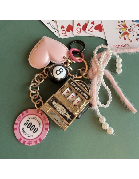 Grande Charm/portachiavi SlotMachine in plastica 5,5x3,5 cm, x 1