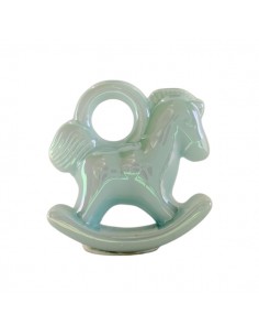 Charm in resina azzurro perlato cavallo a dondolo 26x25...
