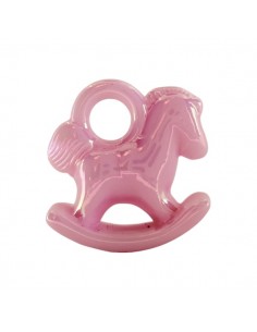 Charm in resina rosa perlato cavallo a dondolo 26x25 mm, x 1