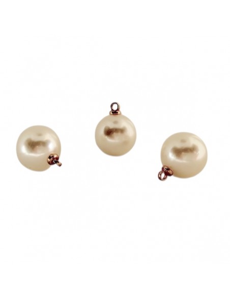 Confezione di 4 perline acriliche crema perlate con anellino dorato 10x13mm