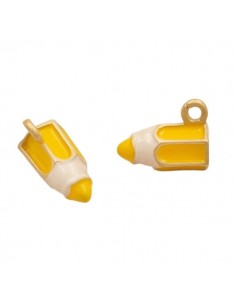 Charm colore pastello smaltato giallo 11x6mm, x 1