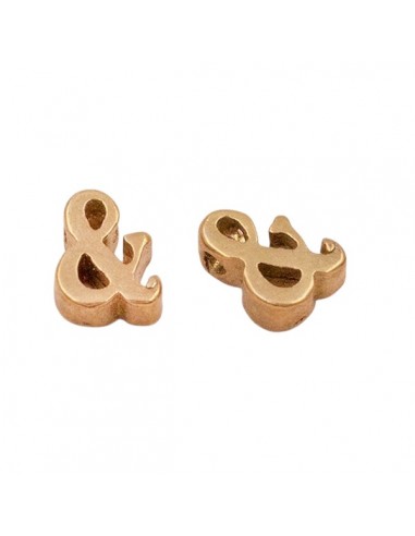 Micro charm perlina lettera "&" dorato 7x6x2mm,...