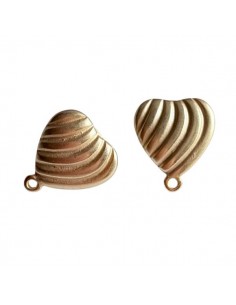 Orecchino a chiodo dorato matt cuore rigato 19x18 mm, una...
