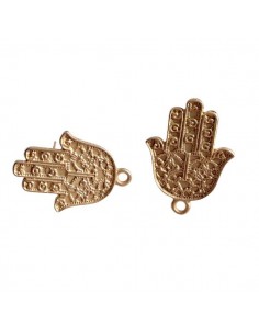 Orecchino a chiodo dorato mano di Fatima 26x19 mm, una...