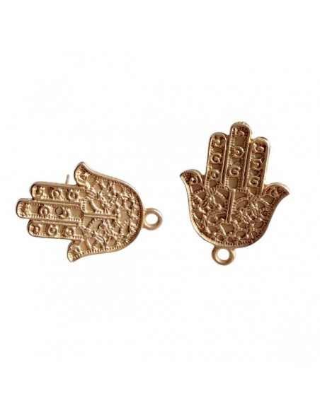 Orecchino a chiodo dorato mano di Fatima 26x19 mm, una coppia