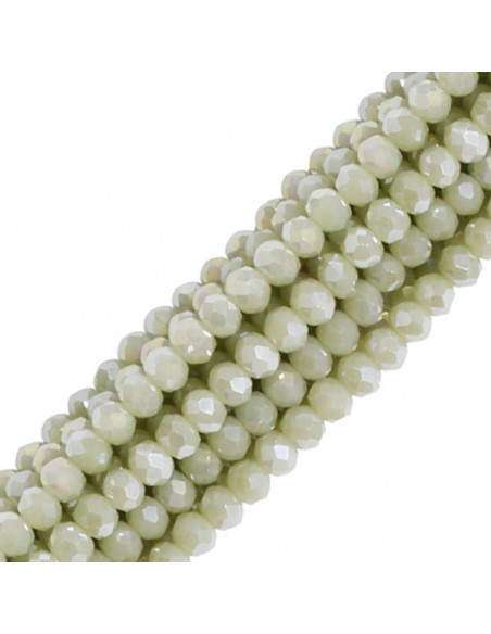 Confezione da 140 sfere mezzo cristallo rotonda schiacciata verde salvia AB 2,5x2 mm