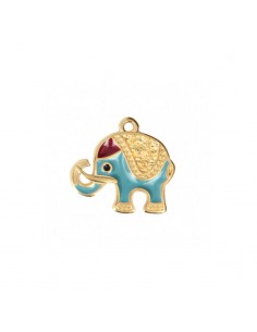 Charm dorato elefante con broboscide su smaltato 20mm,x 1