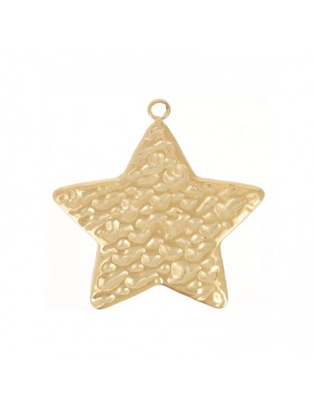 Charm dorato effetto smartellato stella 23x22mm, x 1