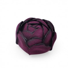 Cabochon  fiore Peonia in stoffa color prugna con retro...