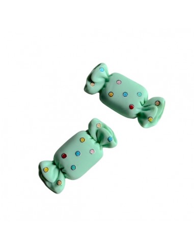 Coppia di caramelle verde giada a pois colorati...