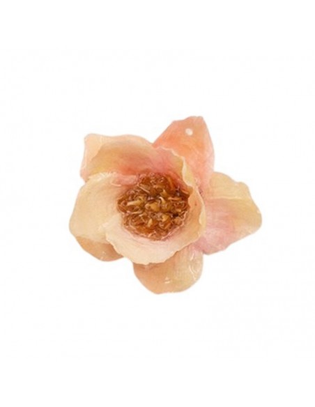 Charm fiore naturale resinato sfumature rosa polvere circa 30-35mm, x 1