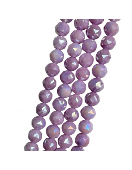 Confezione da circa 50  sfere mezzo cristallo rotonda sfacettata glicine AB 8 mm