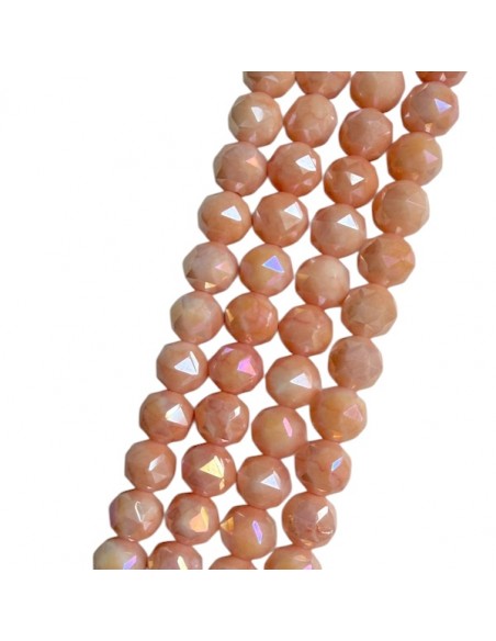 Confezione da circa 50  sfere mezzo cristallo rotonda sfacettata albicocca AB 8 mm
