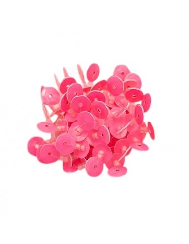 Cabochon di pailettes rosa acceso con base in...