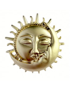 Spilla per abiti dorata matt "Il bacio" tra luna e sole...