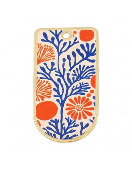 Grande Charm rettagolare arrotondato nella parte inferiore con stampa Azulejos 50x25 mm, x 1