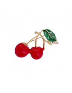 Spilla per abiti ciliegie rosse 34x35 mm, x 1