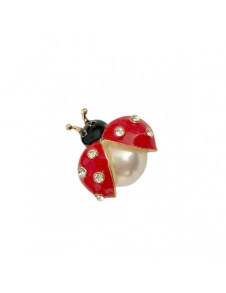 Piccola Spilla per abiti coccinella smaltata 26x25mm, x 1