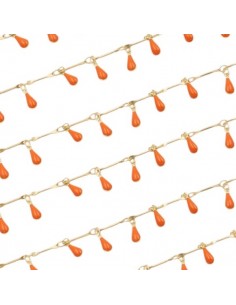 Catena dorata con gocce smaltate mandarino, 20 cm