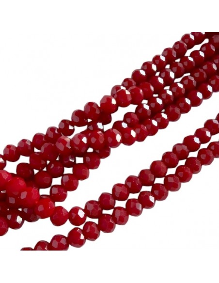 Confezione da circa 120 sfere mezzo cristallo rotonda schiacciata rubino 4x3 mm
