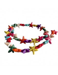 Filo di stelle marine supercolorate in howlite 14mm