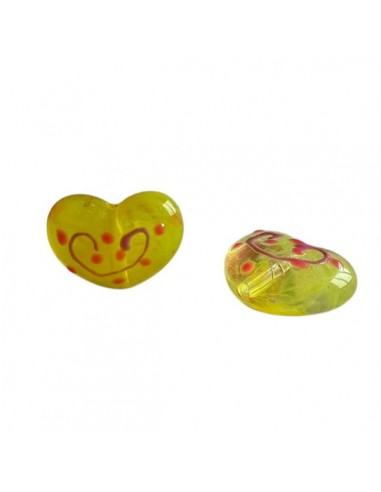 Perlina acrilica cuore giallo trasparente con...