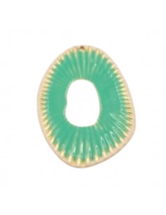 Charm ovale dorato con striature turchesi 47x32mm, x 1