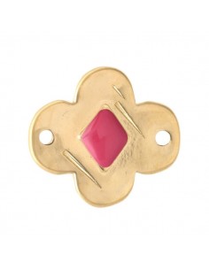 Charm connettore fiore stilizzato dorato con centro...