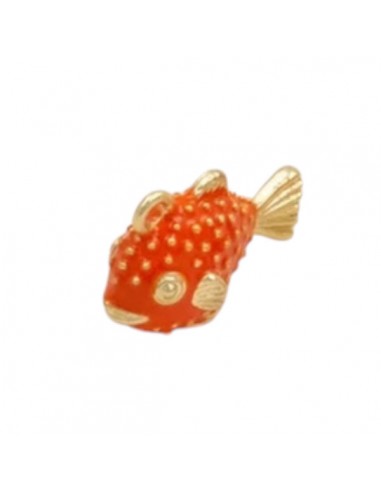 Charm pesce palla dorato smaltato arancio...