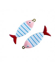 Charm pesce spigola smaltato su entrambi i lati con...