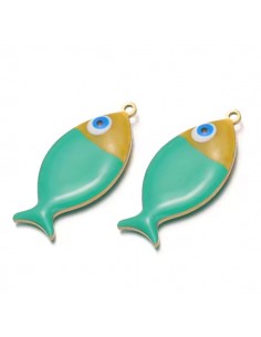 Pesce platessa smaltata verde felce su entrambi lati...