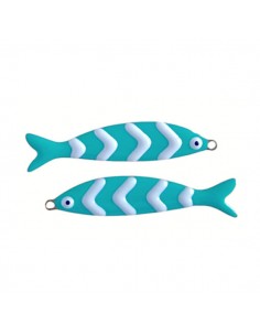 Charm pesce Aguglia turchese con righe bianche 40x14mm, x 1