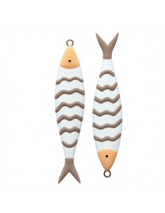 Grande charm pesce Lucciola bianco latte con righe a...