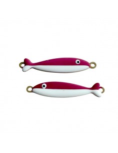 Charm connettore balena smaltata bicolor bianco e rosso...
