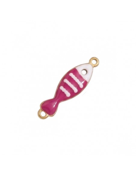 Charm connettore piccola sardina fuxia a righe 27x4mm, x 1