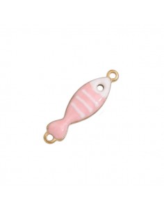 Charm connettore piccola sardina rosa a righe 27x4mm, x 1
