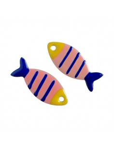 Pesce pagliaccio smaltato su entrambi i lati rosa pesca,...