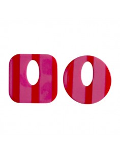 Coppia charms gemelli diversi rigati rosso e fuxia 21mm