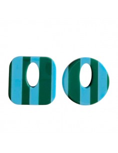 Coppia charms gemelli diversi rigati turchese e verdone 21mm