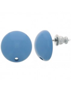 Orecchini a perno tondi bombati in resina azzurro lapis...