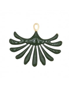 Charm smaltato foglia di gingko su entrambi i lati khaki...