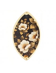 Grande Charm ellissi con stampe Japan Style sfondo nero...