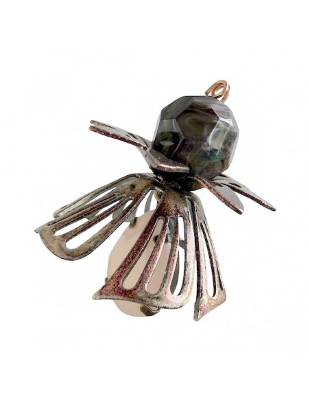 Charm "Le Bacche" di Koccode fatto a mano con perla in resina, fiori vintage brunito metallizzato 40x33 mm, x 1